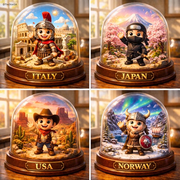 Create a highly detailed, hyper-realistic image of a miniature diorama inside a glass dome, pla…