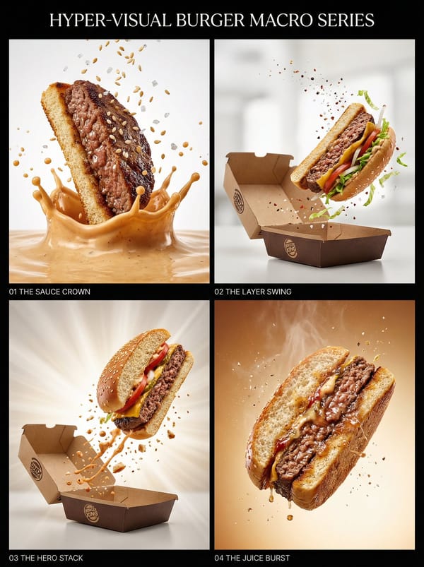 Hyper-Visual Burger Macro Series prompt preview