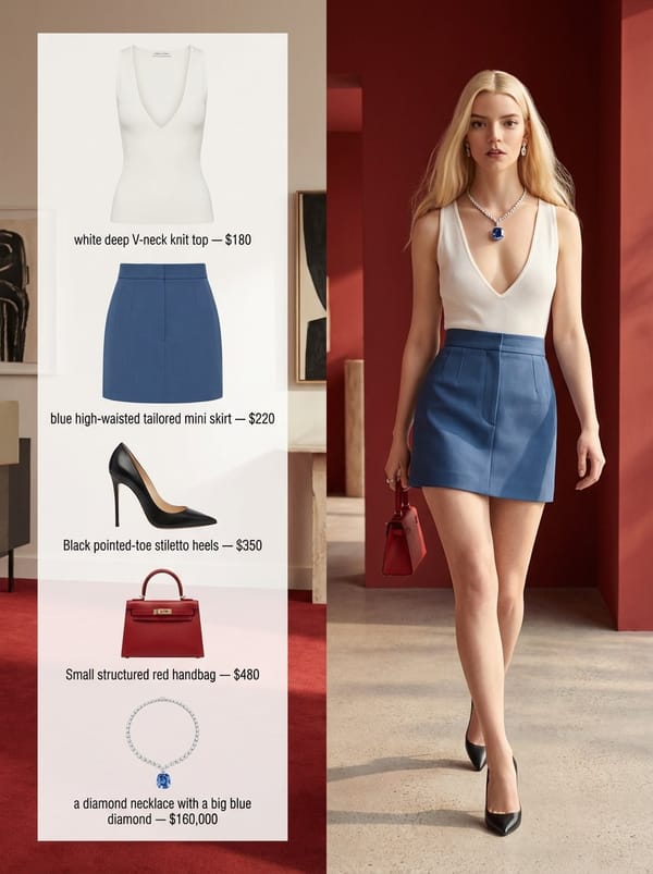A refined fashion editorial image with a 3:4 aspect ratio, split into two clear sections. promp…