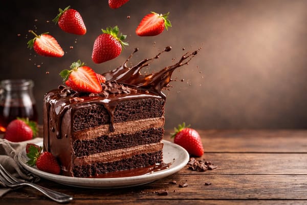 Advertising-style food photography of a stack of pancakes arranged on a rustic table, with mapl…