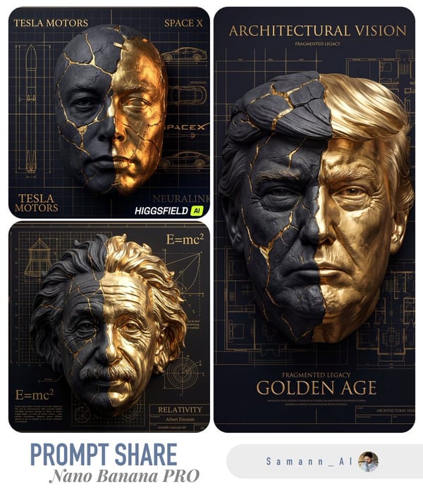 A high-detail artistic 3D portrait of the person in the photo, reimagined as a fragmented sculp…