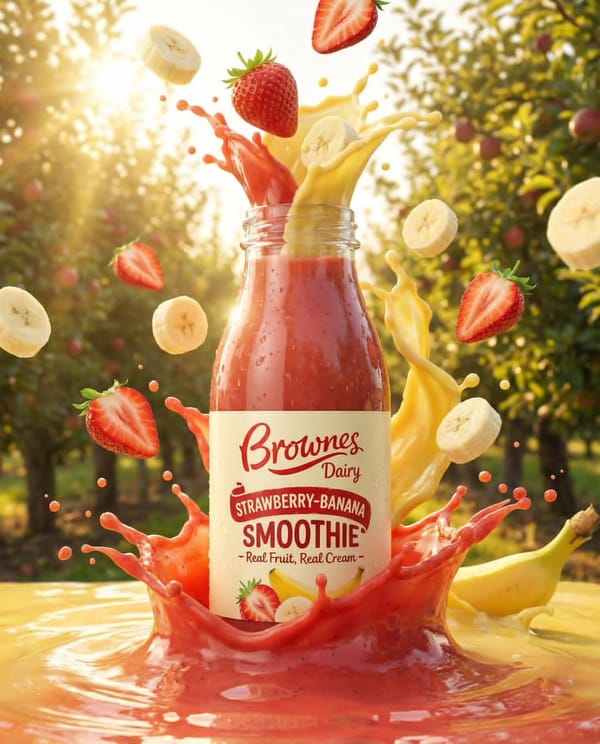 Ultra-realistic product ad of a premium fruit drink bottle, dynamic liquid splash frozen mid-air, f… prompt example