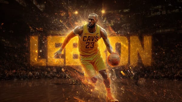 an epic movie poster-style illustration of [athlete name performing iconic action] with their ["nam… prompt example