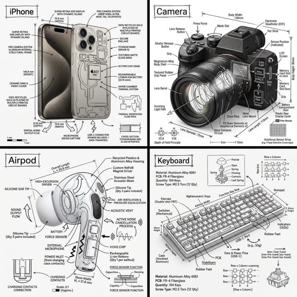 Create an infographic image of [OBJECT], combining a realistic photograph or photoreal render of th… prompt example