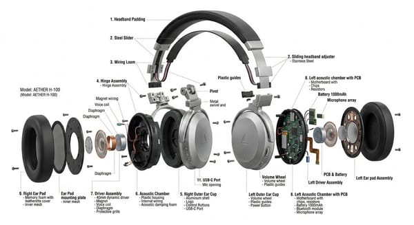 product design, [object or vehicle with material accents], exploded view diagram, white background,… prompt example