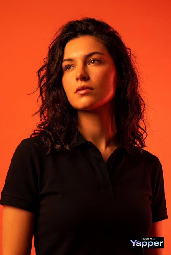 Create a high-impact editorial studio portrait using the person from the attached reference photo a… prompt example