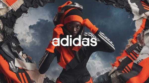 [BRAND]. A high fashion campaign poster. A model with a strong expressive face as the centerpiece,… prompt example