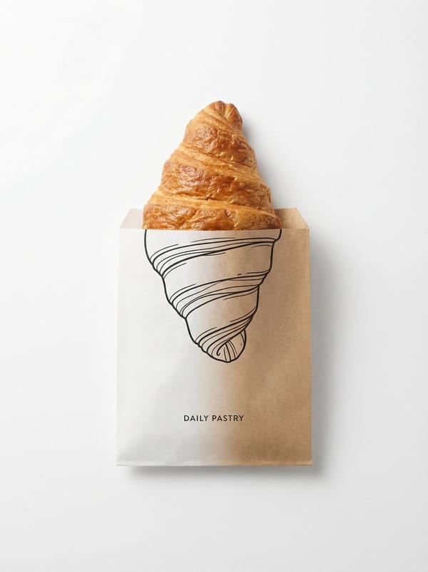 minimal studio shot on pure white background, real [Food Name] emerging from a paper packaging, the… prompt example