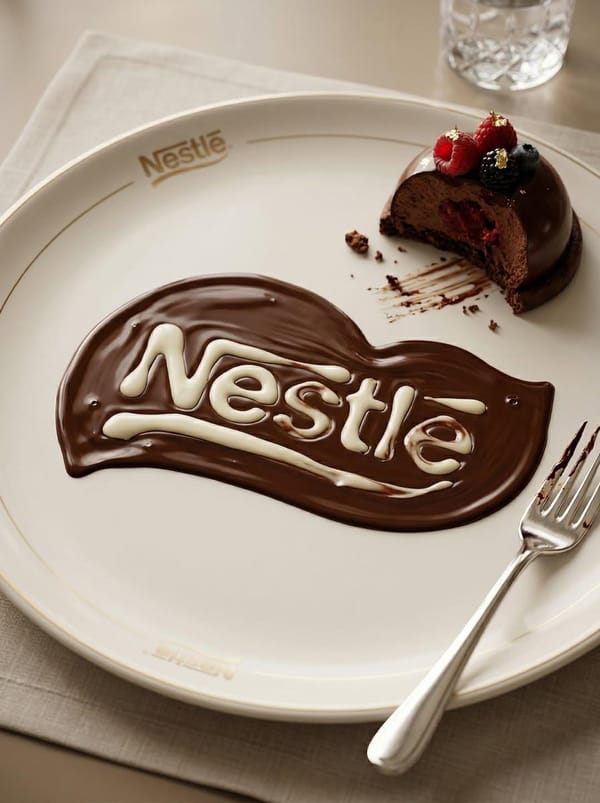 Transform the uploaded logo into a realistic dessert scene where the logo silhouette is formed…
