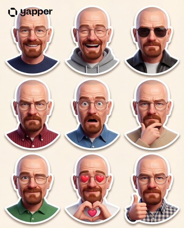 Create a premium Pixar-style 3D character sticker set that is clearly recognizable as the same pers… prompt example