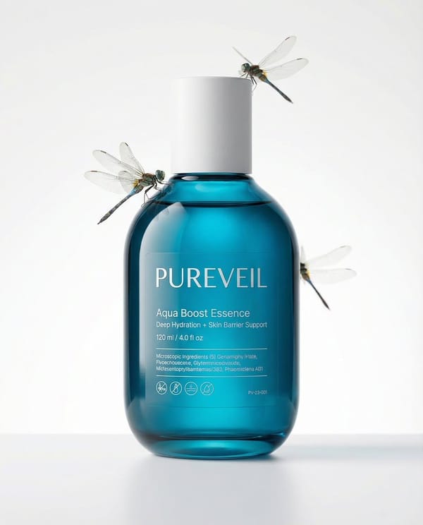 A professional skincare shot of a [product container] with [cap/lid], labeled [brand, product, desc… prompt example