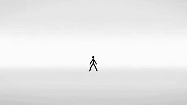 SUBJECTS: Two 2D stick fighters drawn as solid black lines on a pure white field. One is lean and r… prompt example