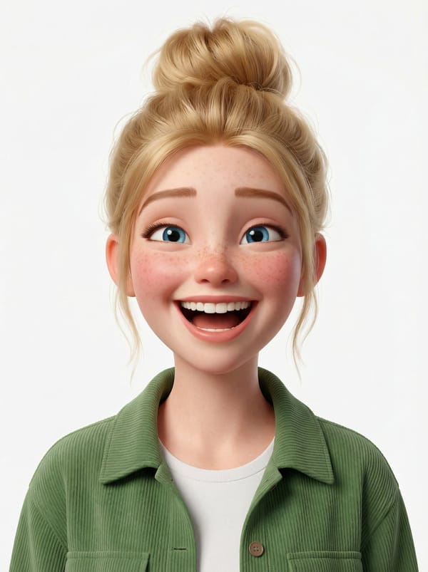 Create a head-and-shoulders Pixar-style 3D avatar of an edgy person based on the reference image wi… prompt example