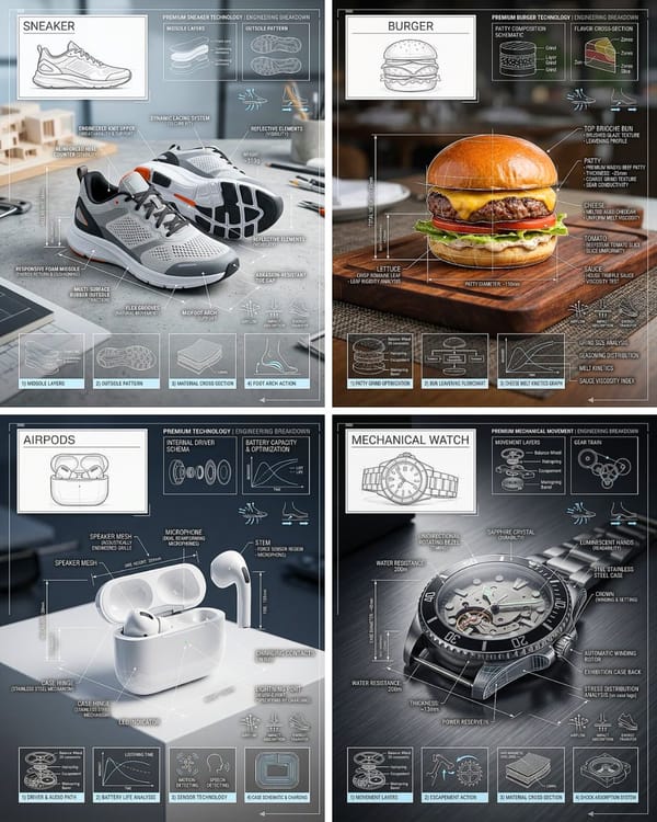 Premium technical infographic of [OBJECT]. Use the reference image only to understand the shape and… prompt example