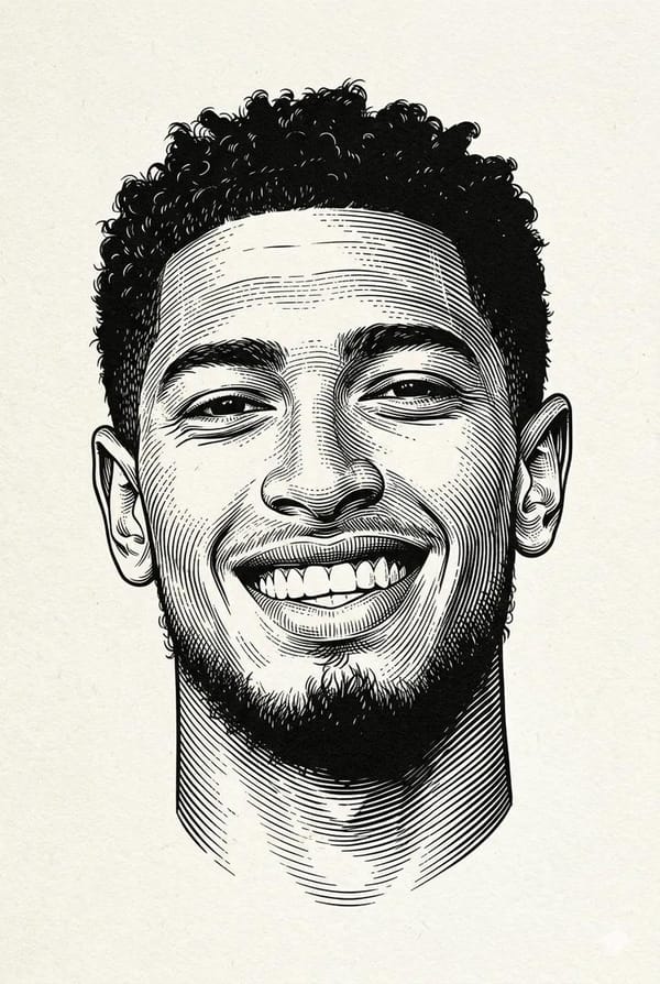 Black and white engraved portrait illustration of a person. prompt example