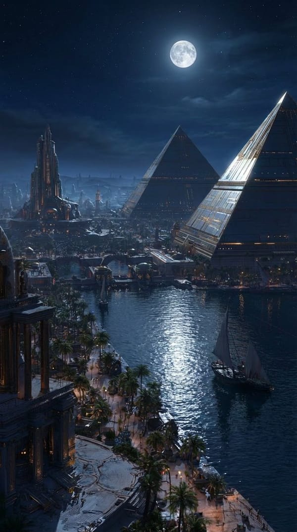 🌙✨ Where the Future Meets the Pharaohs prompt example
