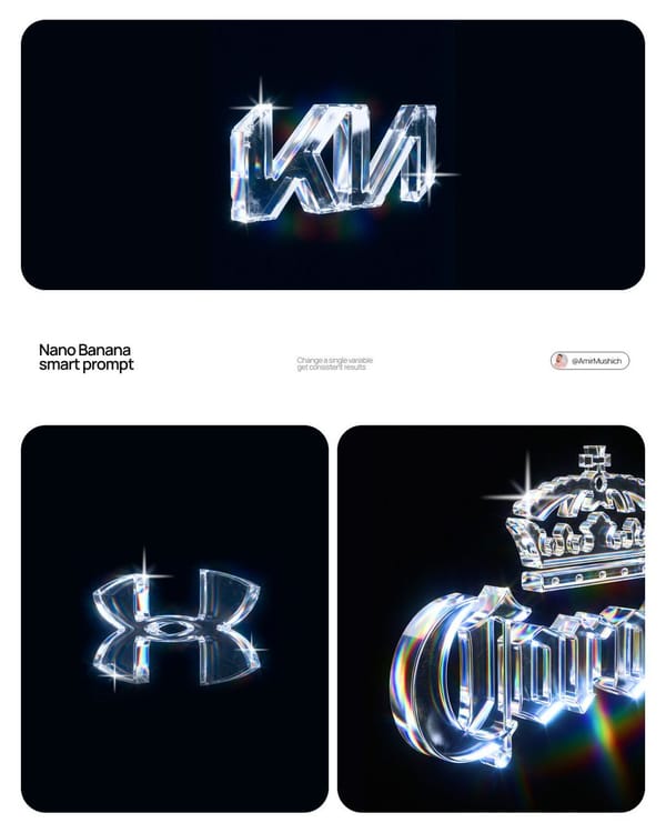 Act as a CGI Optical Physicist and 3D Type Sculptor creating a hero crystal typography visual for a… prompt example