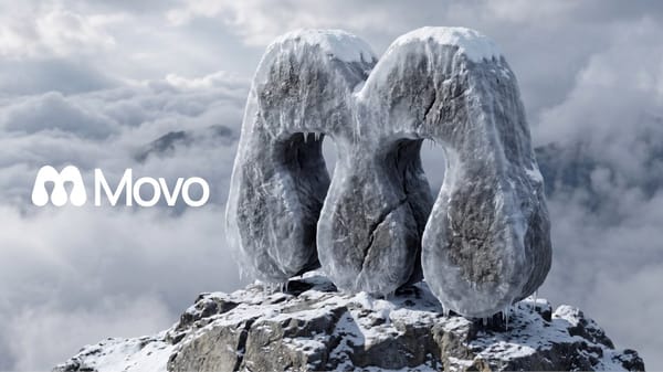 A hyper-realistic 3D render of a flat logo sculpted as a massive, frosted stone monument standing u… prompt example