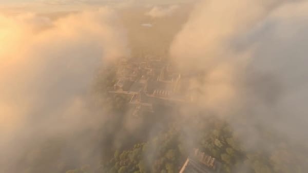 extremely fast-paced cinematic FPV flying through the ancient Indian Matsya Kingdom at sunrise, hyp… prompt example