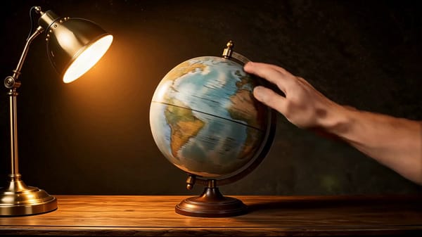 [CINEMATIC SETUP] Film Style: Photorealistic 8K, 50mm anamorphic. Brass desk lamp casting hard…