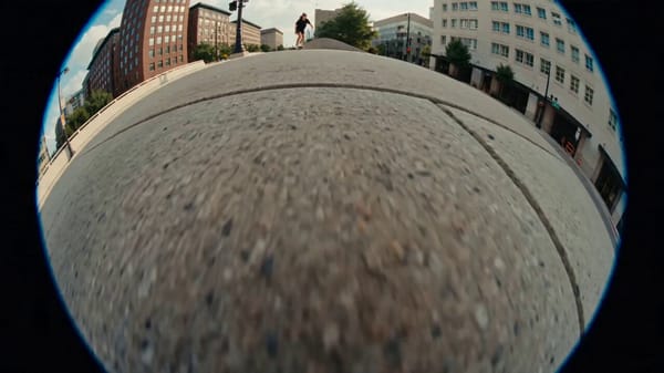 START — Ground POV (Fisheye distortion) Camera placed extremely low, almost touching the ground…