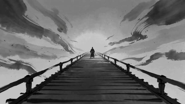 15-second continuous single-shot action sequence. No cuts. No scene transitions. Black and whit…