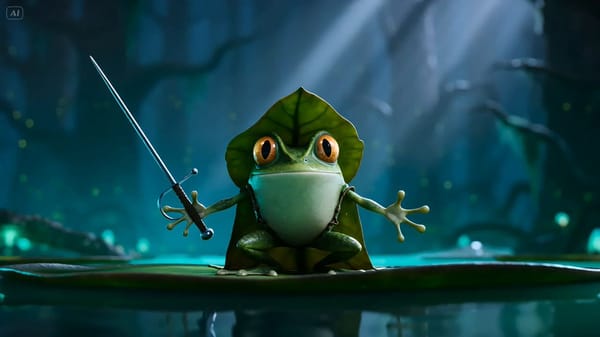 FROG KNIGHT VS MUD BEASTS — 15s Epic Swamp Action Intense multi-shot action sequence in an ancient… prompt example