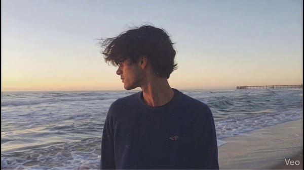Candid nostalgic photo shot with iphone of a young couple/man at the ocean at a sunset. Amateur fra… prompt example