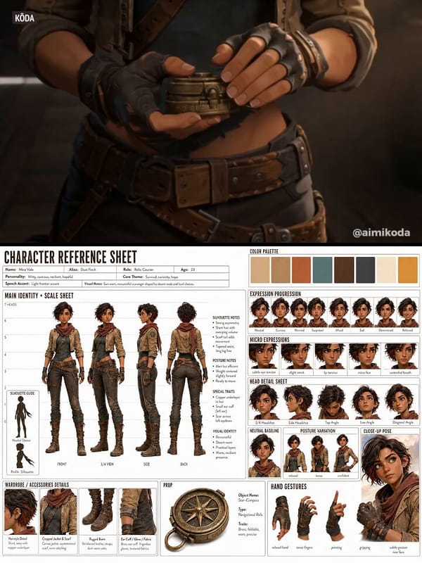 Use the provided character sheet @[image1] as reference. Create a cinematic character introduct…