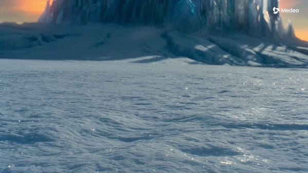 An epic descent of a man wearing nothing but trousers and a wrestling mask, skiing down the ice…