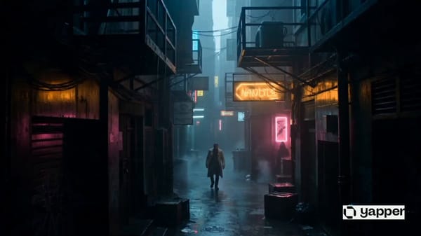 In the neon-soaked shadows of a rainy alleyway, secrets silently change hands. A mysterious hooded… prompt example