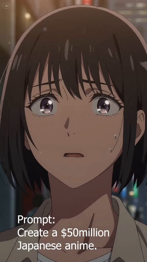 Video 1: Create a $50million Japanese anime. Video 2: Continue from the last frame (Cut short b…