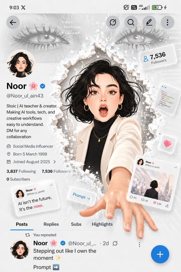 A futuristic social media profile UI in a clean white minimal aesthetic, inspired by modern app int… prompt example