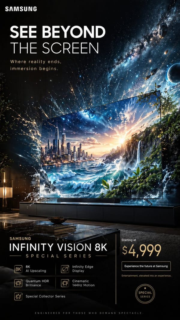 SAMSUNG INFINITY VISION 8K - SPECIAL SERIES prompt example