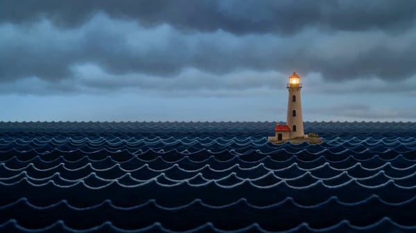 This video presents a dramatic and mysterious atmosphere set in a vast, dark ocean under a cloudy s… prompt example