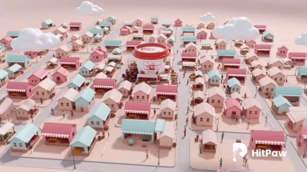 One-take drone ad: pastel miniature berry village around a giant Berrybloom Yogurt cup. Descend…