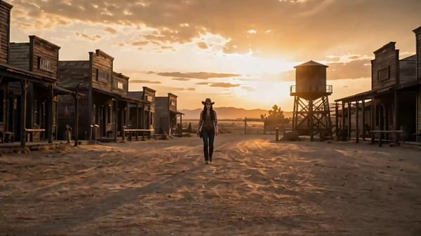 Create a seamless 15-second cinematic cowboy showdown video using the uploaded 3x3 storyboard i…