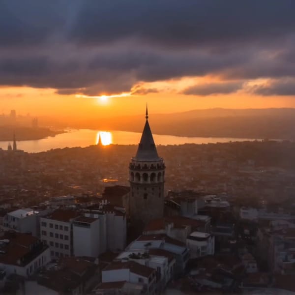 Cinematic 15-second historical landmark tour of Galata Tower composed of 15 rapid 1-second shots, e… prompt example