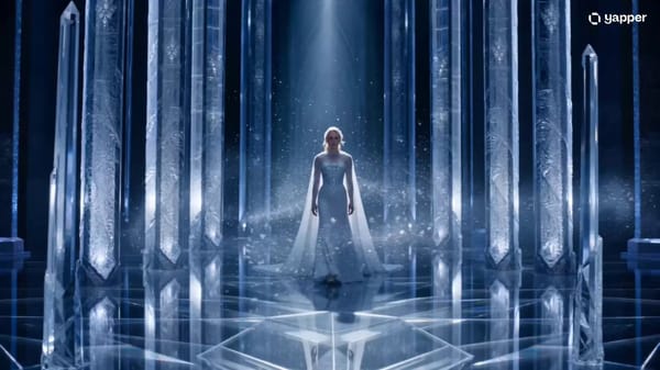 Characters: Ice Queen based on reference image floor-length frosted white gown with crystalline…