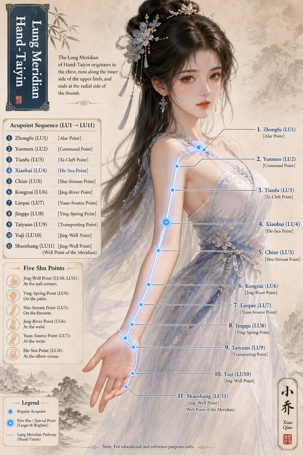 [Meridian Name] Meridian & Acupoint Educational Infographic, prompt example
