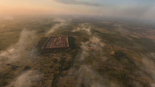 extremely fast-paced single continuous shot FPV flying through the ancient Indian Madra Kingdom, hy… prompt example