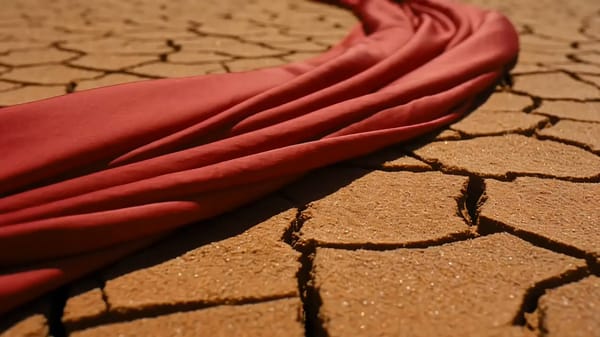 SHOT 1 (0-1s) Extreme Macro, camera_motion: tracking shot, core_action: Heavy blood-red silk dr…