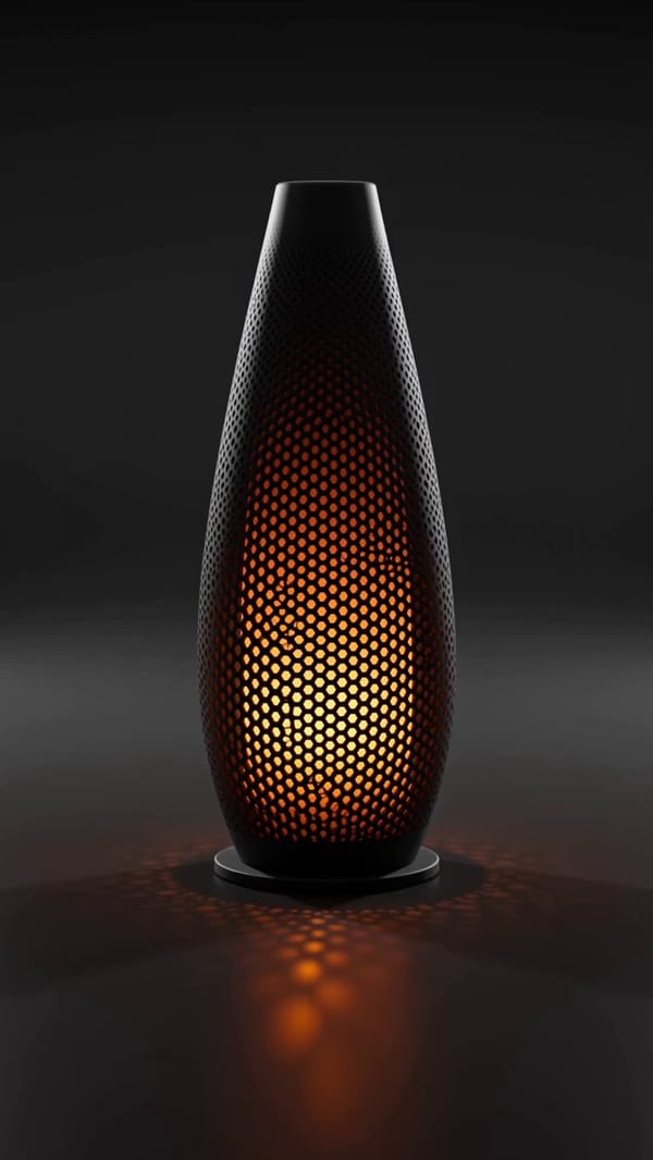 A 10-second cinematic morph reel of a single Voronoi-pattern lamp continuously transforming thr…