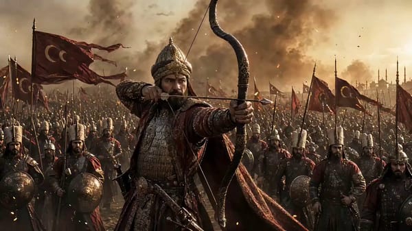 Seamless single-take cinematic shot of the Ottoman conquest of Constantinople at golden hour. Fatih… prompt example