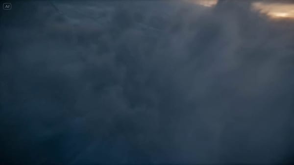 [0–5s]: Vertical descent from sky Ultra-high altitude above a frozen Viking coastal fortress at…