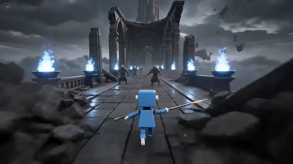 Use @Image1 as the exact identity reference for the main warrior ENVIRONMENT: A shattered sky f…