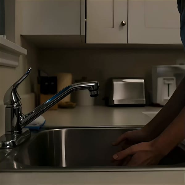 Residents scream as black water pours from apartment taps. A man rushes to the rooftop water tank a… prompt example