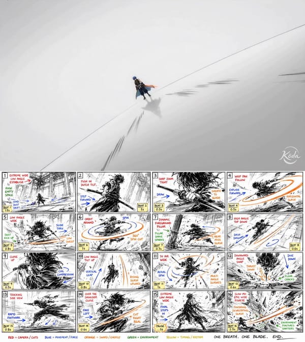 Use the provided 16-panel storyboard sheet @[storyboard ref] as the direct sequential visual ke…