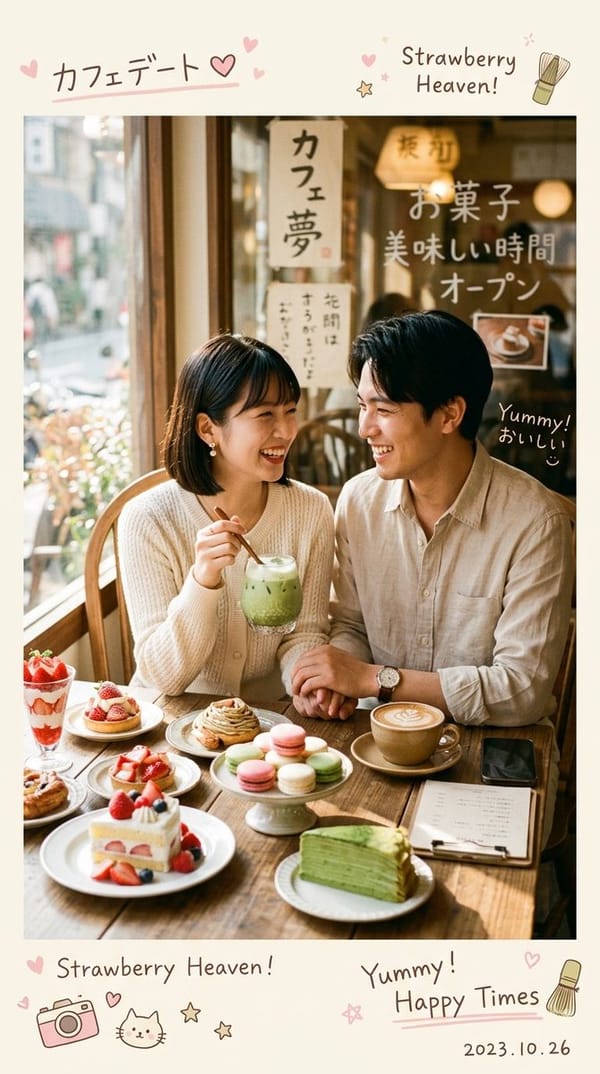 Ultra-realistic cozy Japanese-Korean café photography featuring a cute young [Japanese/Korean]…