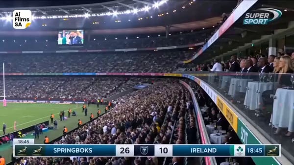 a live Springboks rugby television broadcast during a sold-out international match at a massive sta… prompt example
